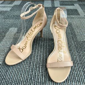 Sam Edelman Soft Beige Nude Patti Ankle Strap Open Toe Heels, size 9.5 WIDE